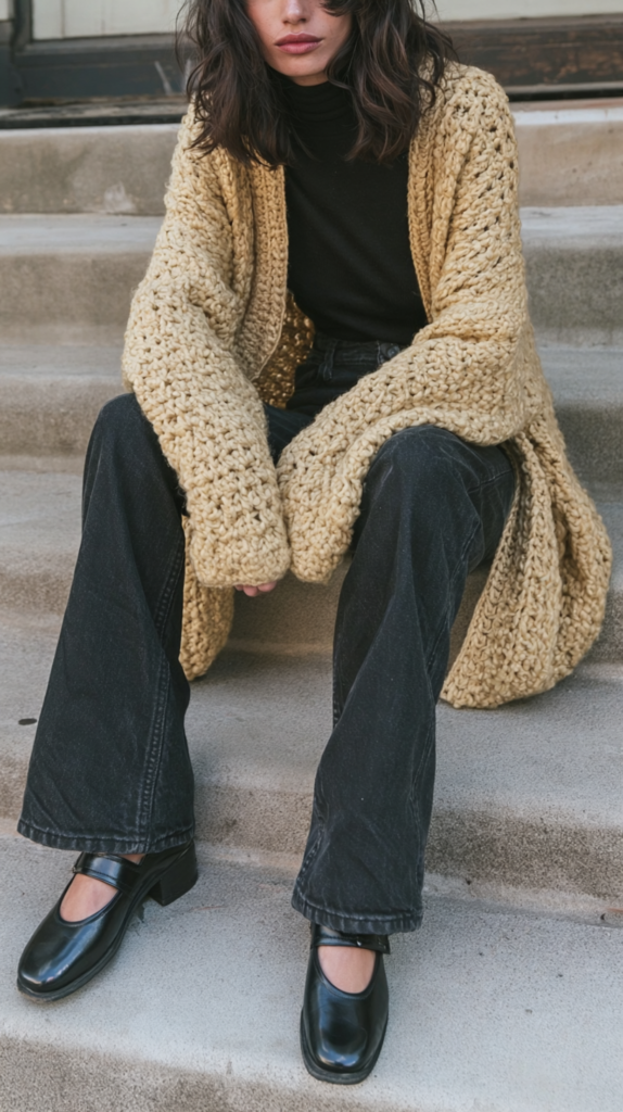dark-boho-winter-layers-crochet-cardigan