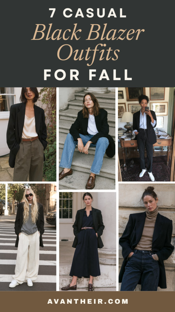 7 casual black blazer outfits for fall: women’s styling ideas with jeans, trousers and dresses — Avant Their