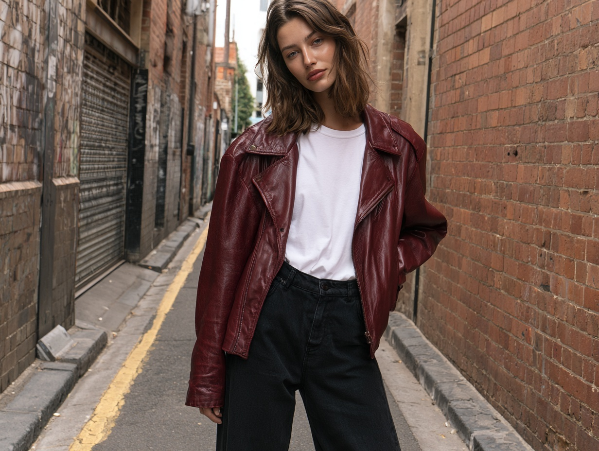 How To Thrift The Perfect REd Leather Jacket + Outfit Ideas
